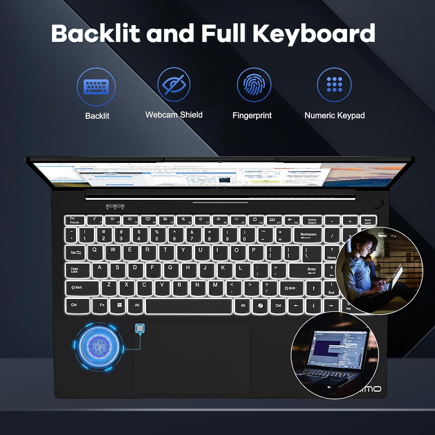 NIMO 15.6' FHD lPS-Business-Laptop, 10 Cores Intel i5-1235U 64GB RAM 2TB SSD (Beat i7-1165G7, Up to 4.4 GHz) Computer with 100W Type-C Fingerprint Backlit Keyboard WiFi 6 BT5.2 Win 11