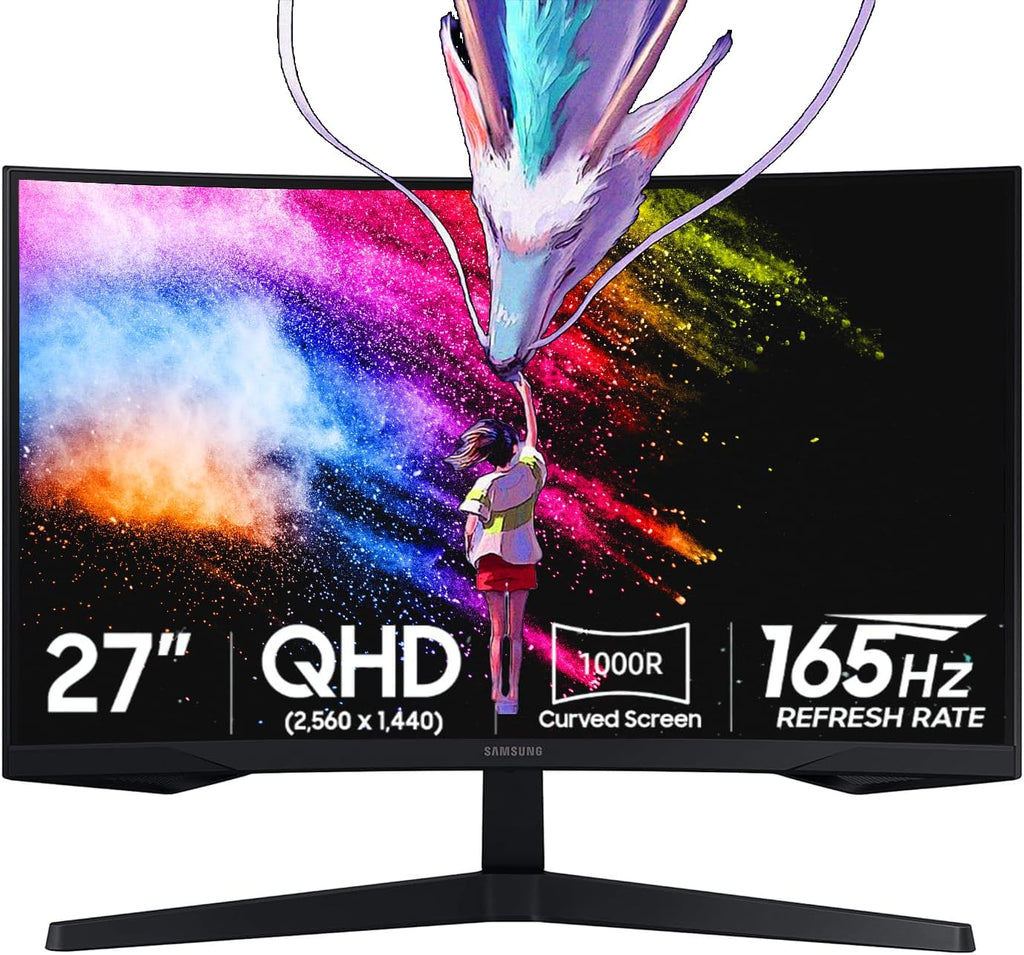 Samsung 27' Odyssey G5 QHD Gaming Monitor | 165Hz, 1ms | 1000R Curved VA Panel | AMD FreeSync, HDR10 | Minimized Eye Strain | w/Hdmi