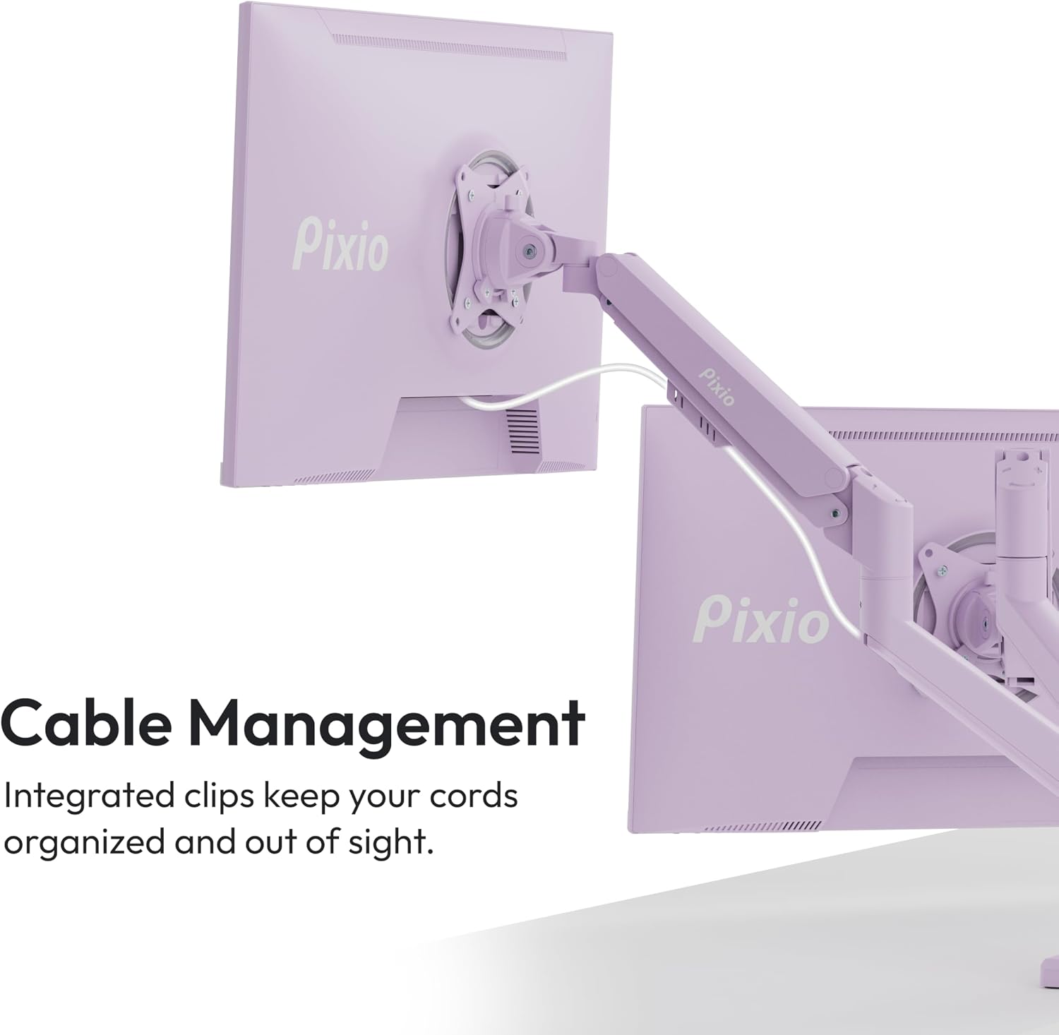 Pixio Two PX278 Wave Purple 27 inch 180Hz Refresh Rate FHD 1440p Resolution Fast IPS Panel 1ms GTG Response Time Gaming Monitor and PS1D Wave Purple Dual Monitor Arm