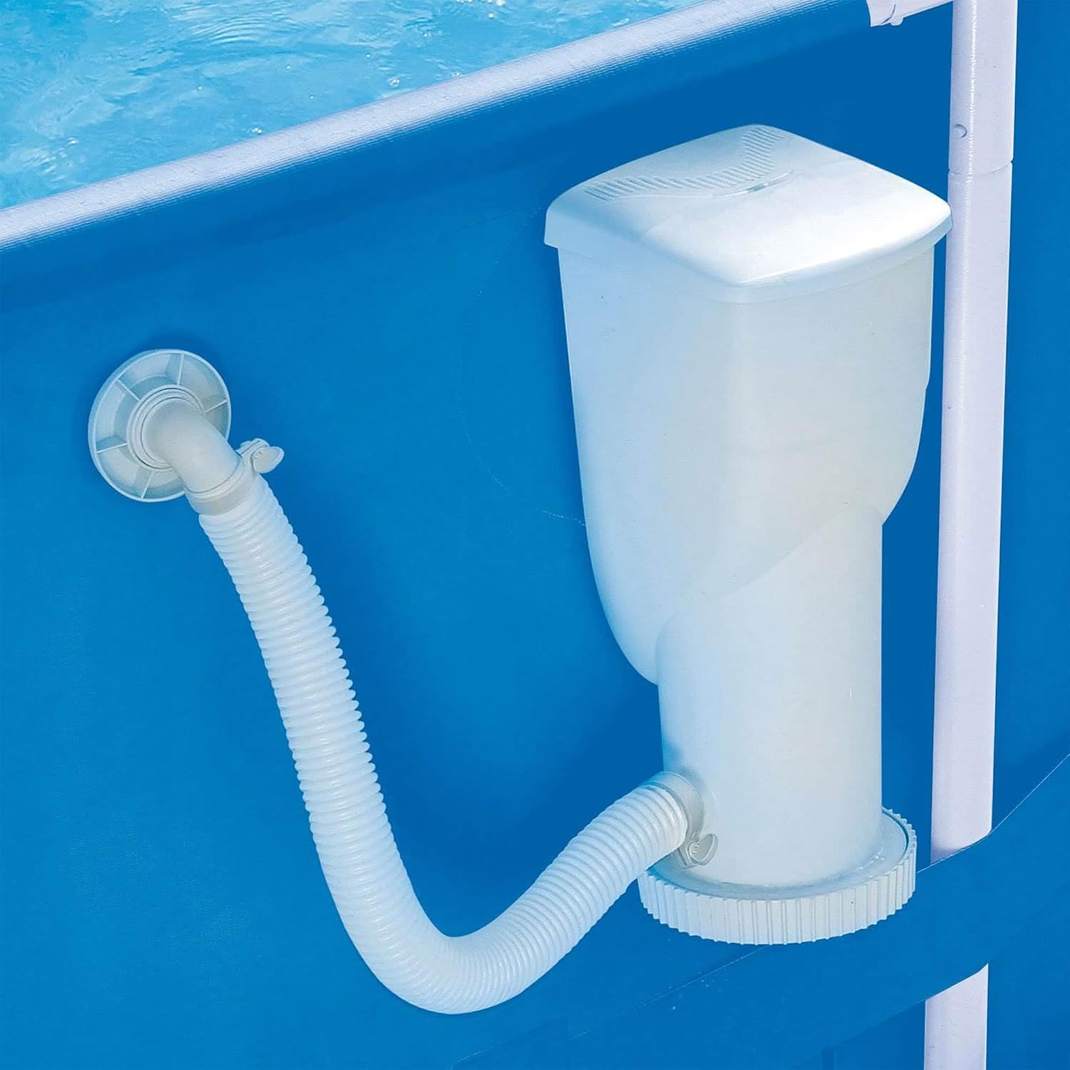 Funsicle SkimmerPlus 1000 GPH 2-in-1 Filter Pump and Skimmer System with Clamps and 1.5' Hose Fitting for Above Ground Swimming Pools