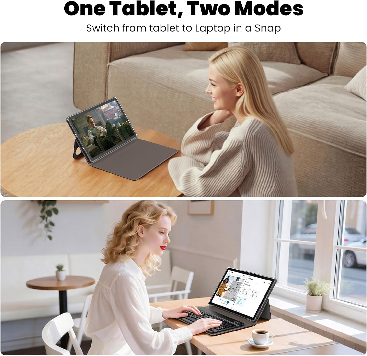 Tablet, Android 15 Tablets 11 Inch with Keyboard/Case, 12GB RAM, 128GB Storage Expandable to 2TB, Octa-Core, 12H Battery Life, 2 in 1 Tablets with Mouse for Learning, Gaming, Streaming