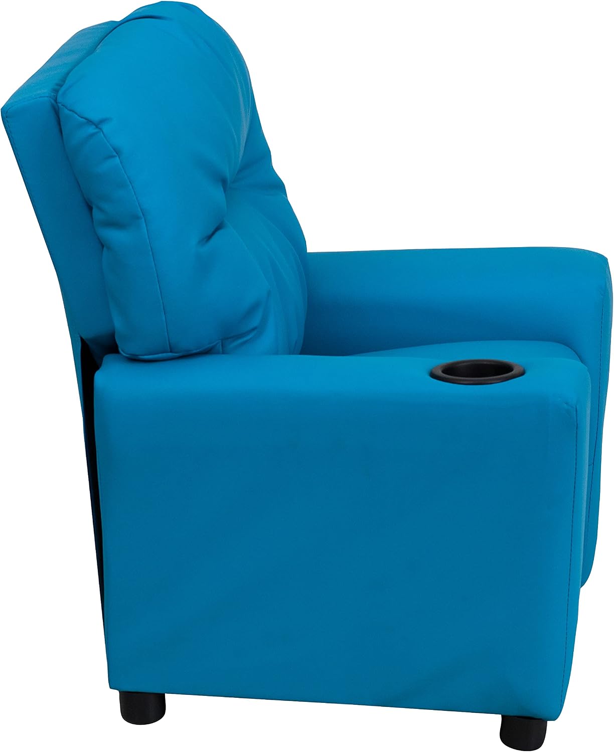 Flash Furniture Chandler Vinyl Kids Recliner with Cup Holder and Safety Recline, Contemporary Reclining Chair for Kids, Supports up to 90 lbs., Turquoise