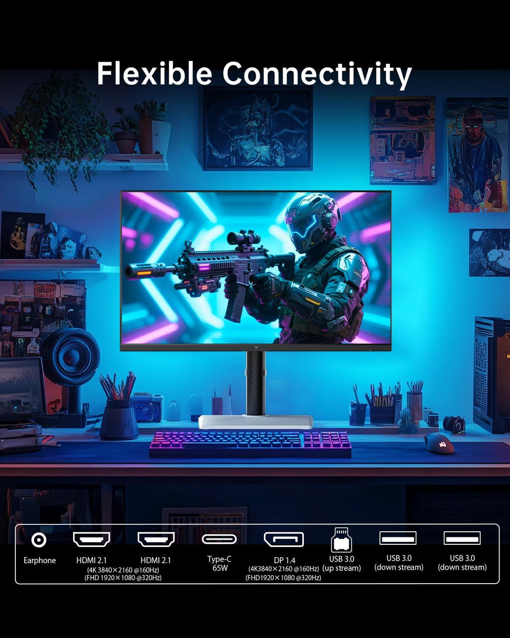 KTC 27 Inch Dual Mode Mini LED Monitor - 4K UHD at 160Hz & 1080P FHD 320Hz Gaming Monitor, 65W Type-C Port, HDR1400 Fast IPS Panel, Adaptive-Sync, HDMI 2.1 & DP 1.4, Height Adjustment, VESA(Renewed)