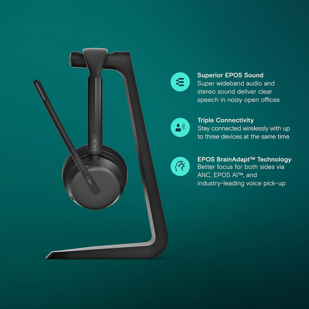 EPOS Impact 1061T ANC - Premium Open Office Headset with Hybrid Adaptive ANC, EPOS AI™ Microphone Technology, and Multipoint Connectivity