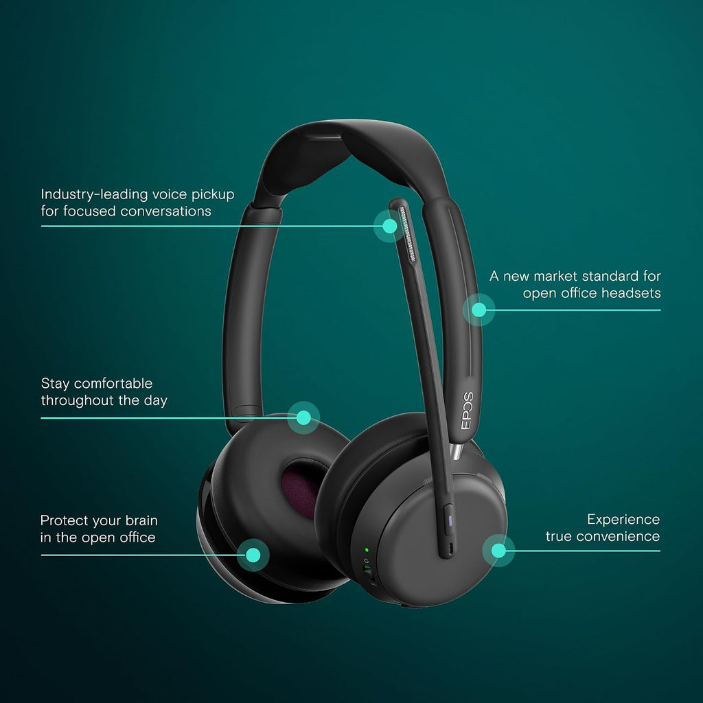 EPOS Impact 1061T - Enhanced Open Office Headset with Hybrid ANC, EPOS AI™ Microphone, and Multipoint Connectivity