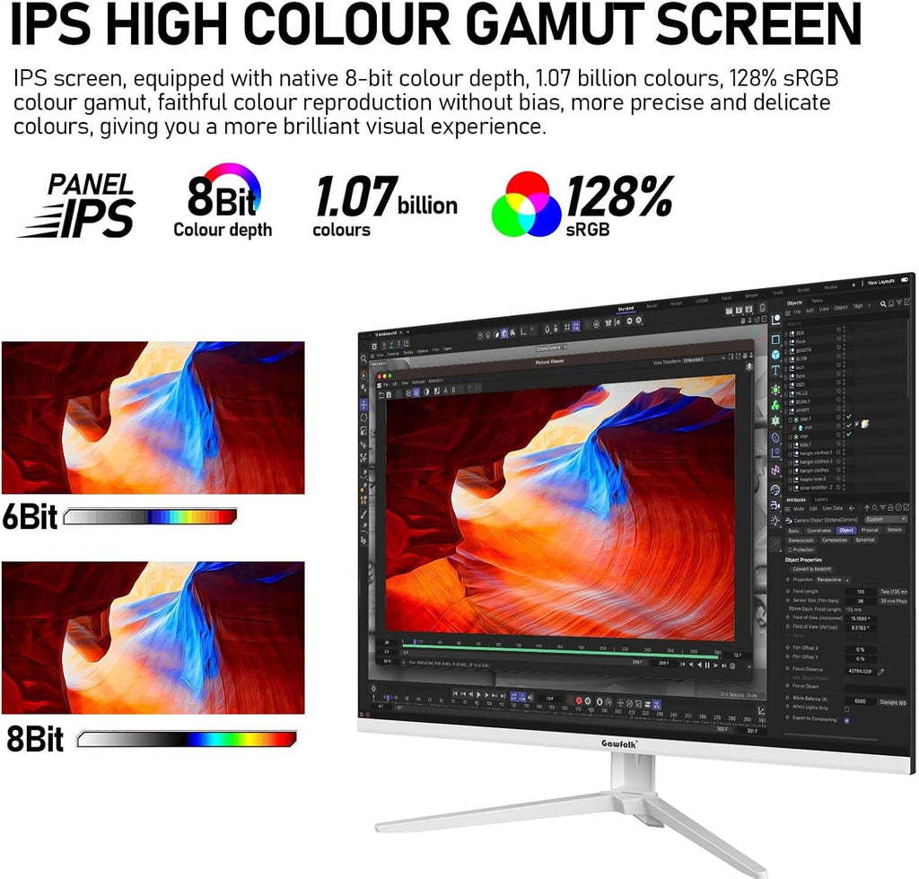 Gawfolk 28 inch UHD 4K Computer Monitor, IPS Ultra HD (3840×2560p) Screen, 3:2, 1.07 Billion Colours, 128% sRGB, Built-in Speakers, 178° Wide Viewing Angle DisplayPort 1.4 & HDMI 2.0, White