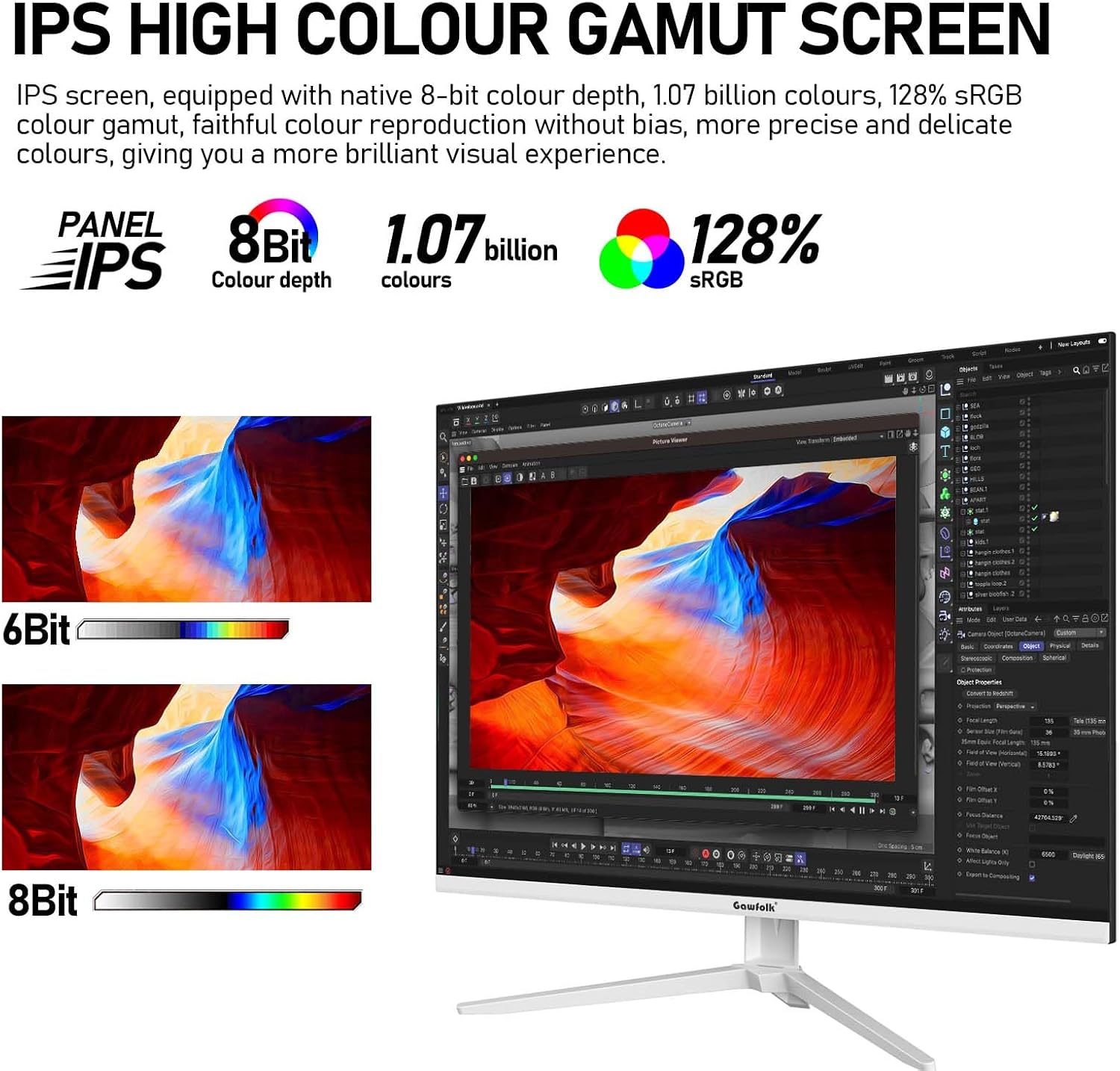 Gawfolk 28 inch UHD 4K Computer Monitor, IPS Ultra HD (3840×2560p) Screen, 3:2, 1.07 Billion Colours, 128% sRGB, Built-in Speakers, 178° Wide Viewing Angle DisplayPort 1.4 & HDMI 2.0, White
