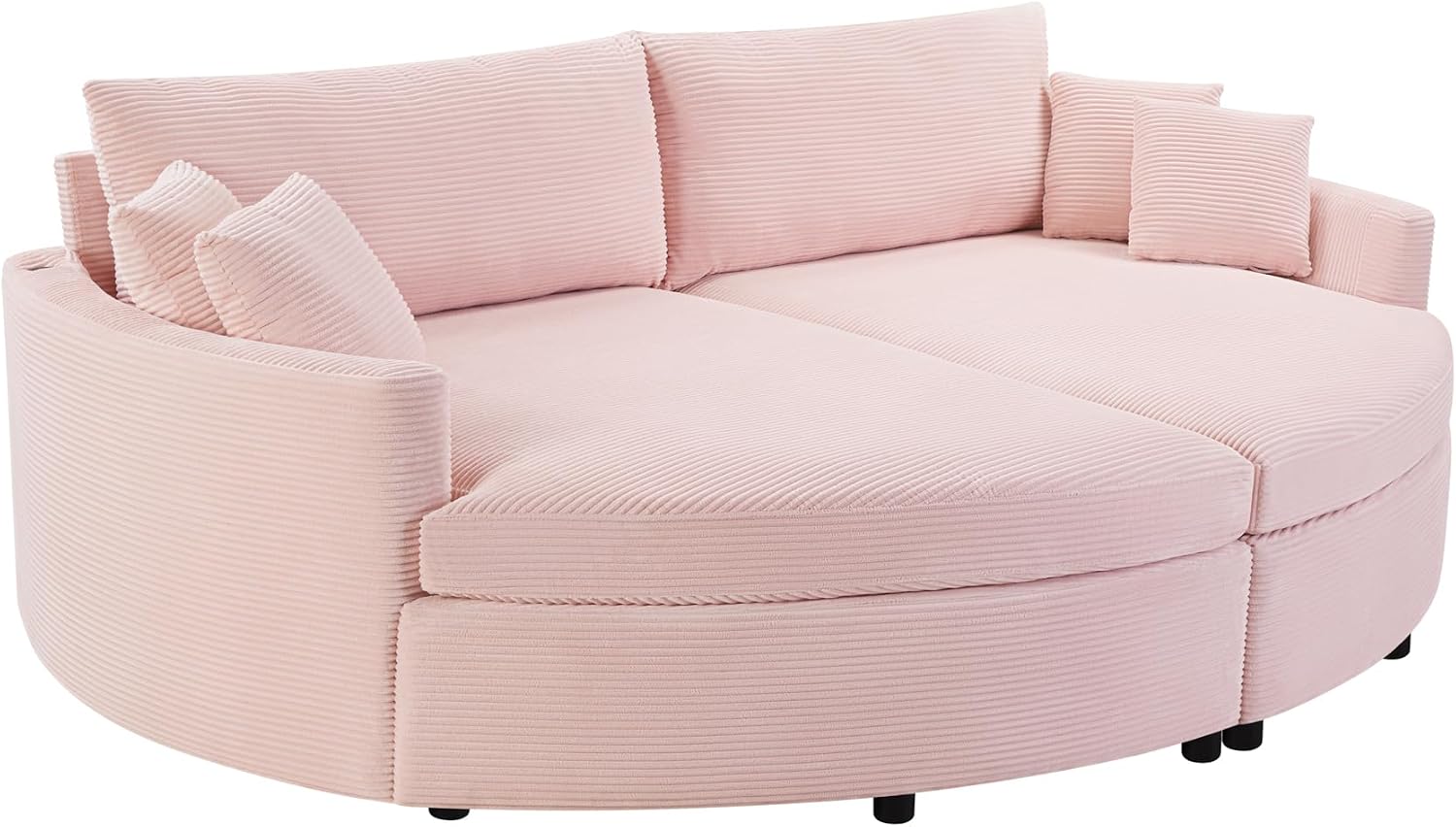 Merax 102.3' Oversized Double Chaise Lounge Indoor, Comfy Corduroy Upholstered Loveseat Sleeper Sofa Bed, Deep Seat Cloud Couch with USB Ports and Throw Pillows for Living Room, Pink