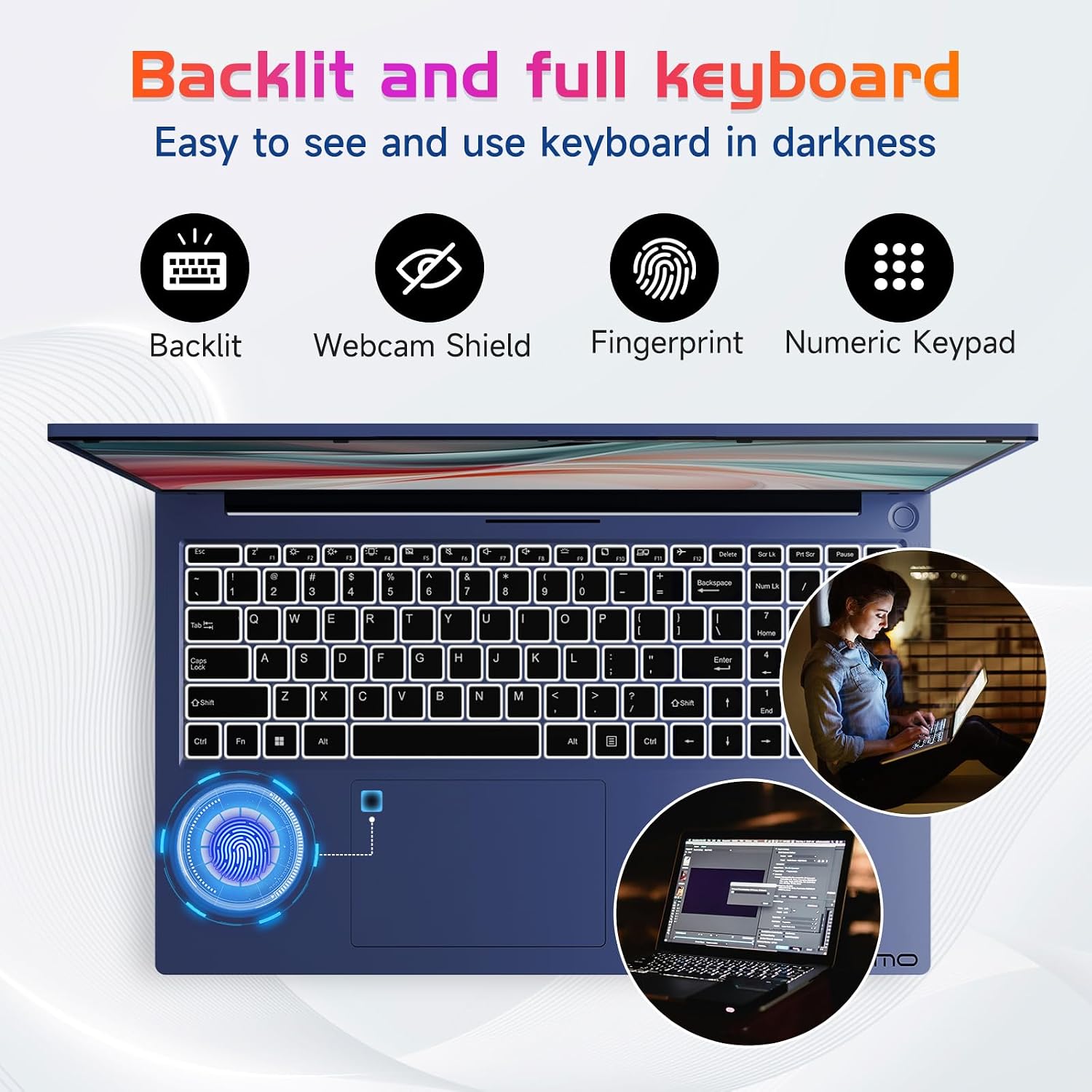 NIMO 17.3' IPS FHD-Student-Laptop, Intel 6 Core I3-1215U 16GB RAM 1TB SSD (Beat R5 7520U, Up to 4.4GHz) Computer with 65W Type C Backlit Keyboard Fingerprint Wi-Fi 6, for Home and Business