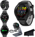 Garmin Forerunner 265 Advanced Multisport Touchscreen Smartwatch, Black, Heart Rate Monitor, Daily Suggested Workouts, Up to 13 Day Battery Life - Signature Series Charging Bundle