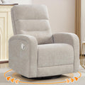Swivel Rocker Recliner, 360° Swivel Nursery Glider Recliner, Rocking Recliner Chairs with Pockets and Large Arms for Living Room, Manual Chenille Camel