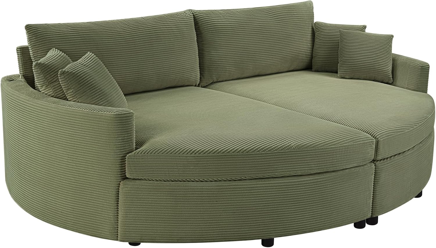 Merax 102.3' Oversized Double Chaise Lounge Indoor, Comfy Corduroy Upholstered Loveseat Sleeper Sofa Bed, Deep Seat Cloud Couch with USB Ports and Throw Pillows for Living Room, Green