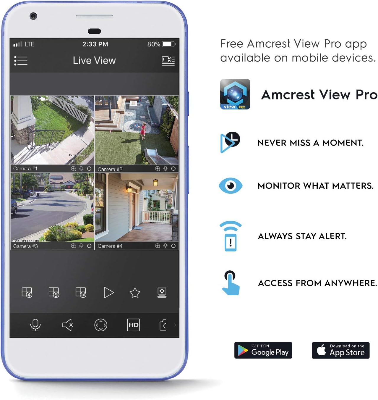 Amcrest 5MP Security Camera System, 4K 8CH PoE NVR, (4) x 5-Megapixel 2.8mm Wide Lens Weatherproof Metal Vandal Dome PoE IP Cameras, Pre-Installed 2TB Hard Drive, NV4108E-IP5M-D1188EW4-2TB (White)