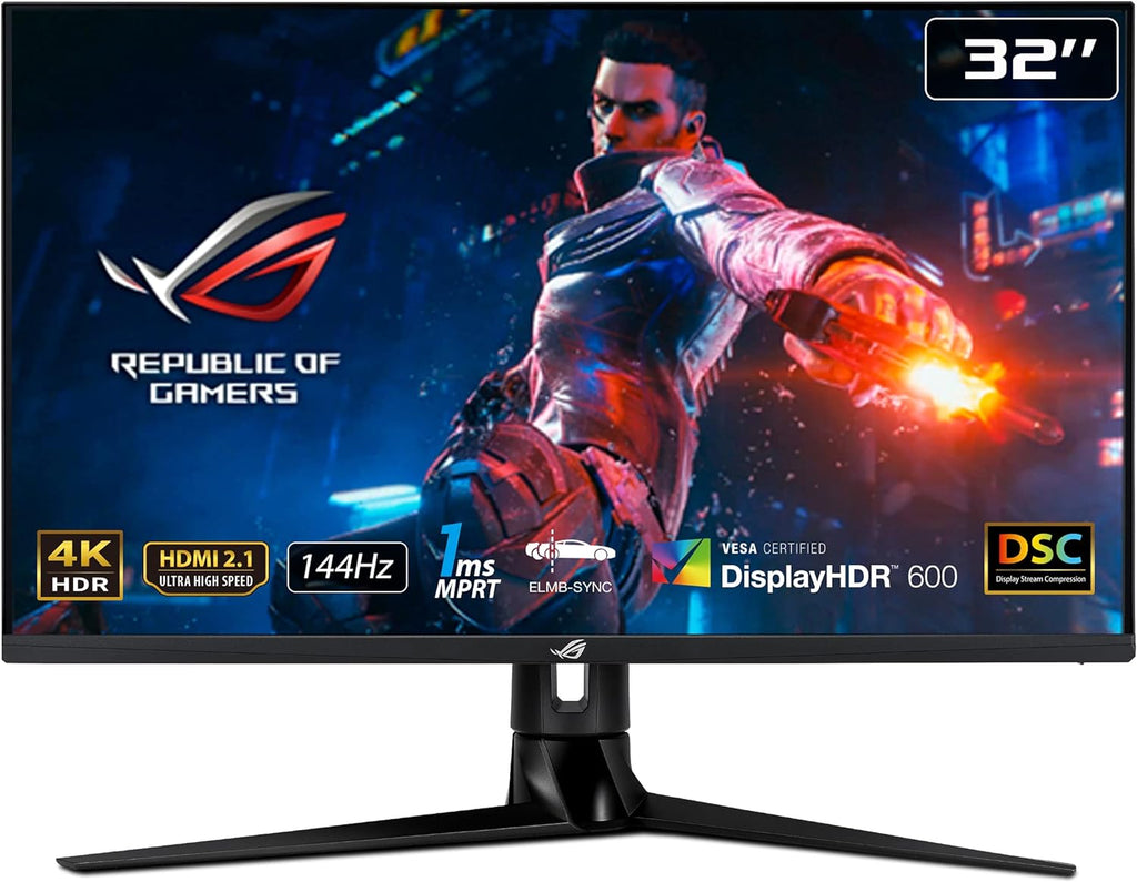 ASUS ROG Swift PG32UQ 32' 4K HDR 144Hz DSC HDMI 2.1 Gaming Monitor, UHD (3840 x 2160), IPS, 1ms, G-SYNC Compatible, Extreme Low Motion Blur Sync, Eye Care, DisplayPort, USB, DisplayHDR 600