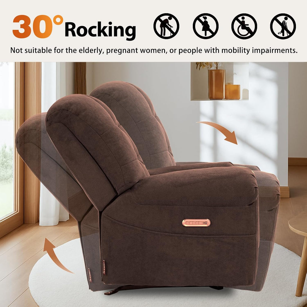 EONIX Mordern Massage Rocker Recliner Chair, Dual Motor Power Rocking Recliners for Small Spaces, Lazy Boy Recliner Chair with Heat and Massage for Living Room, Bedroom, Study, Coffee