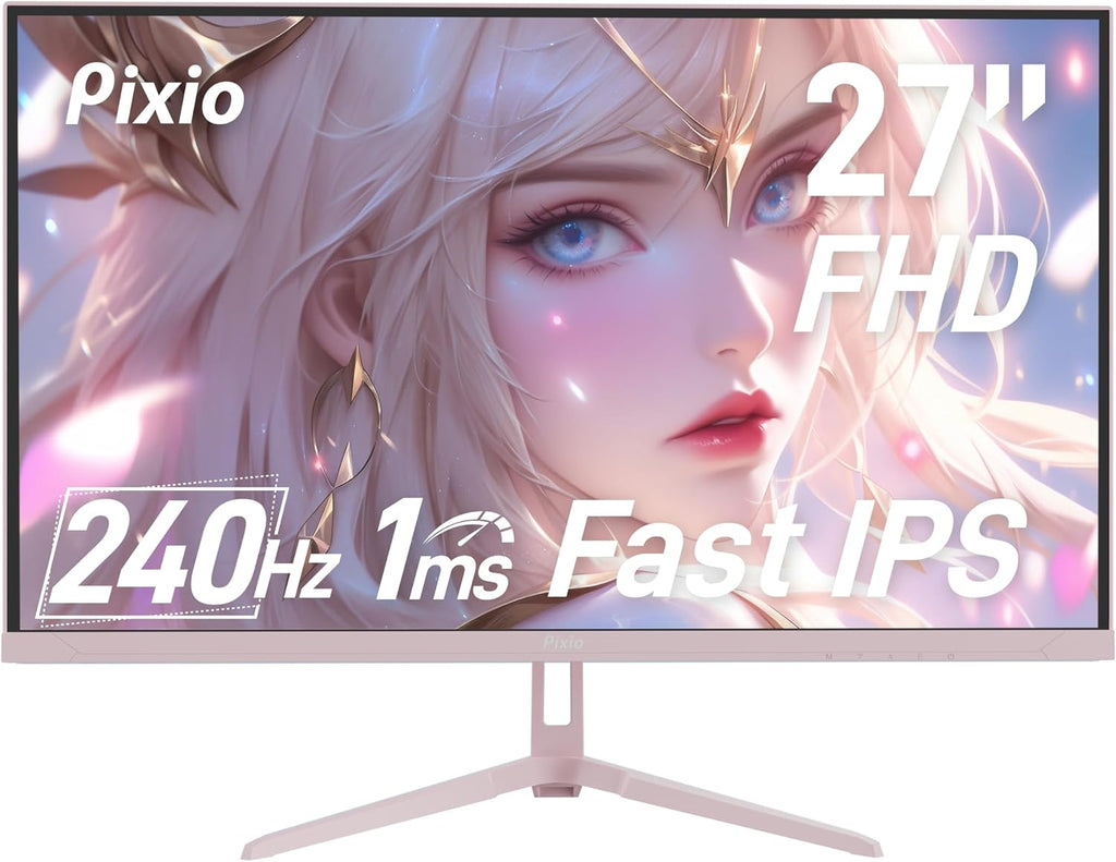 Pixio PX279 Wave Pink 27 inch 240Hz Refresh Rate FHD 1080p Resolution Fast IPS Panel 1ms GTG Resonse Time Gaming Monitor and PS1S Wave Pink Single Monitor Arm - Fits up to 32 inches and 19.8lbs