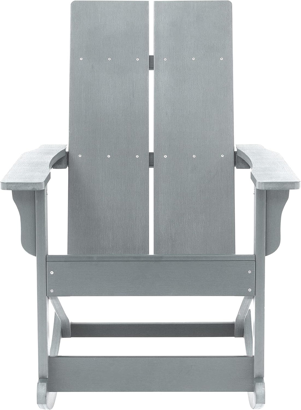 EMMA + OLIVER Harmon Adirondack Rocking Chair - Gray Poly Resin - Suitable for Indoor/Outdoor Use - All Weather Materials - Easy Assembly - 350 lb. Weight Capacity