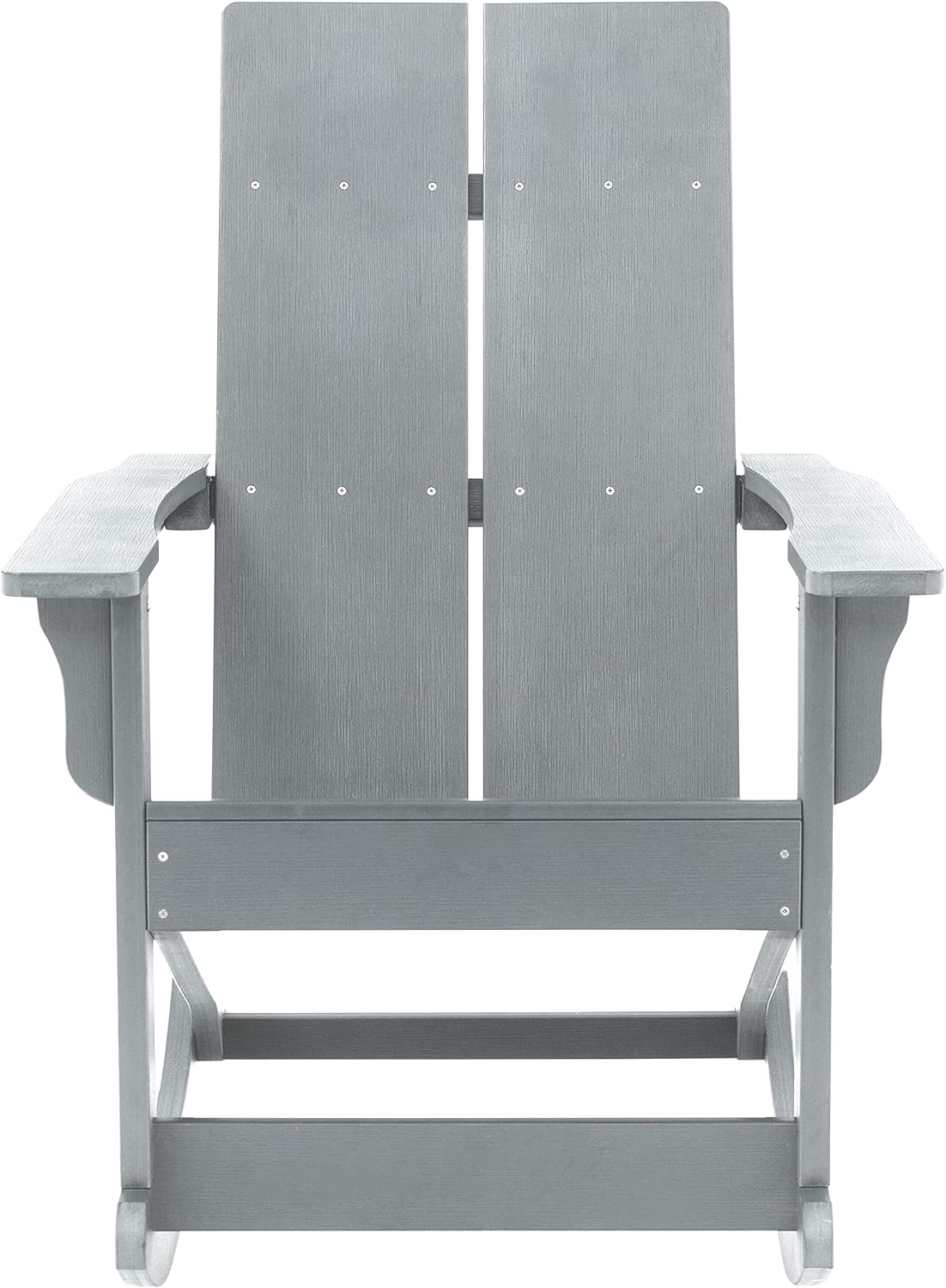 EMMA + OLIVER Harmon Adirondack Rocking Chair - Gray Poly Resin - Suitable for Indoor/Outdoor Use - All Weather Materials - Easy Assembly - 350 lb. Weight Capacity