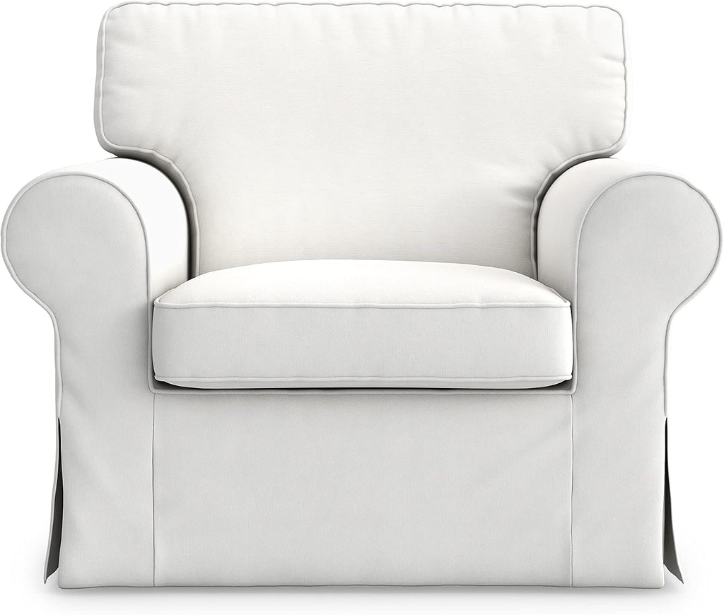 MASTERS OF COVERS Ektorp Armchair Cover for The IKEA Ektorp Chair Slipcover Replacement (Cool White)-Not Fit for Uppland Series Sofa (Armchair Cover Only!)