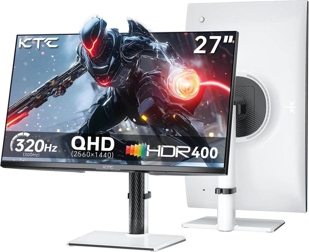KTC 27 Inch White Gaming Monitor 300Hz/320Hz, QHD 1440P Fast IPS Computer Monitor with Adaptive FreeSync, HDR400, Height/Pivot/Swivel/Tilt Adjustable, DP&HDMI(Renewed)