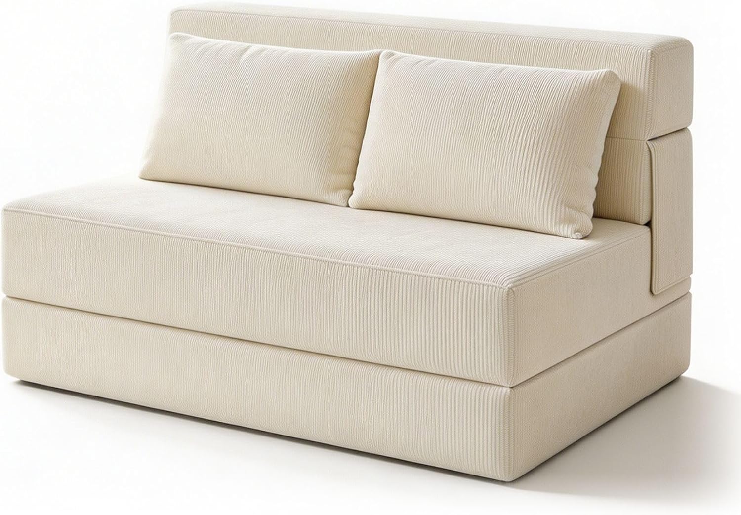 Folding Sofa Bed,Convertible Sleeper Chair with Pillow, Loveseat Fold Out Chair Bed, Memory Foam Floor Couch Mattress, Foldable Futon Couch Lounge for Living Room (Beige-Corduroy, Twin XL)