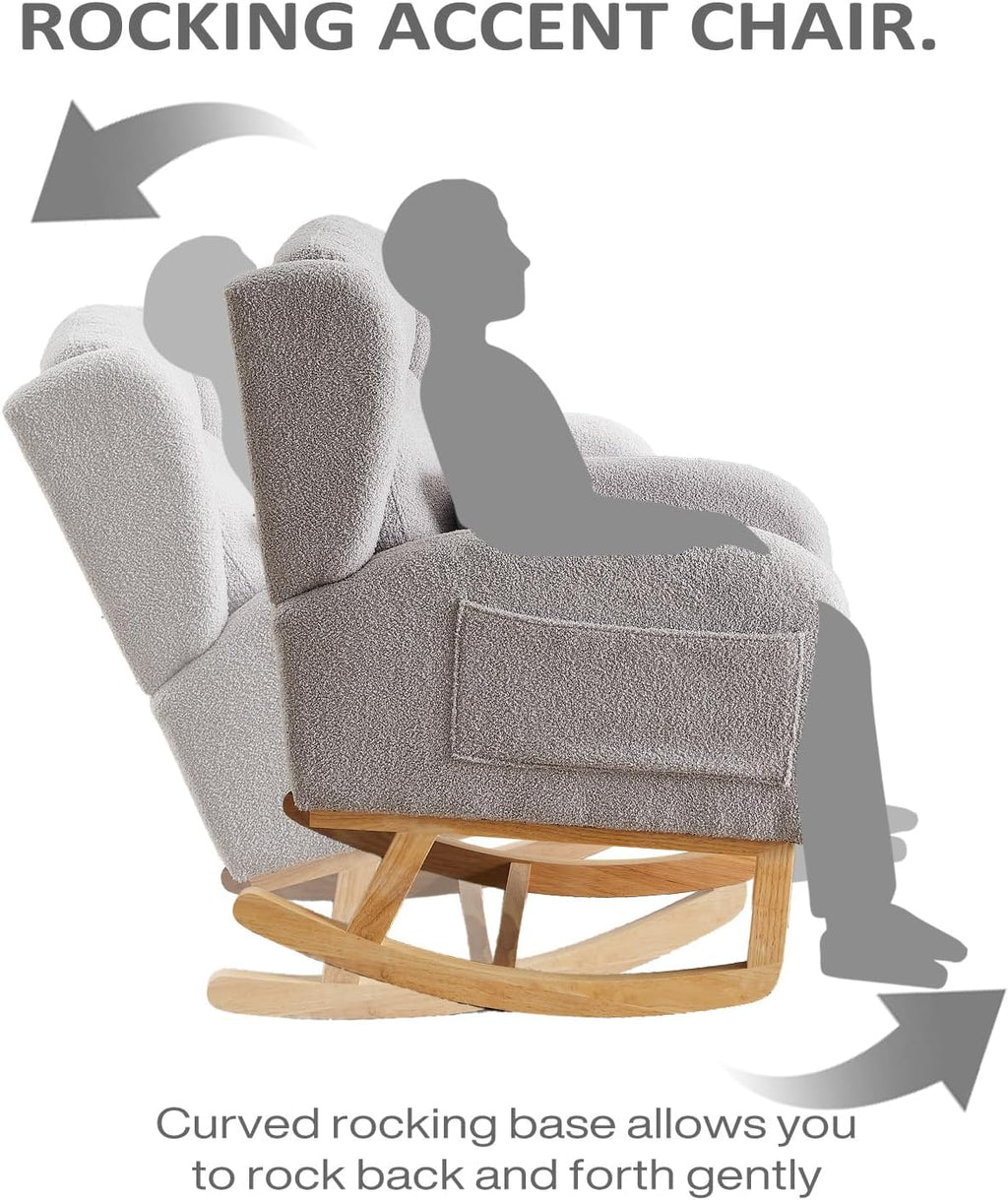 MYFUNSHOP Nursery Rocking Chair Glider – Classic Rocker with Comfortable Cushioning & Smooth Motion for Bedroom