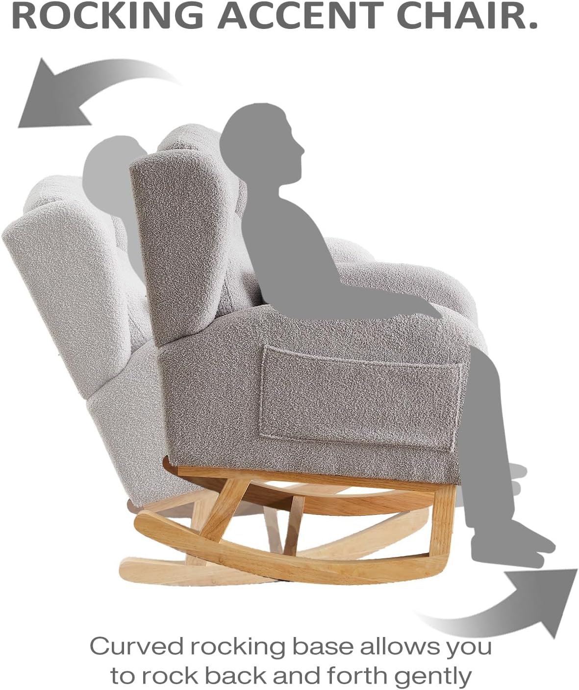 MYFUNSHOP Nursery Rocking Chair Glider – Classic Rocker with Comfortable Cushioning & Smooth Motion for Bedroom