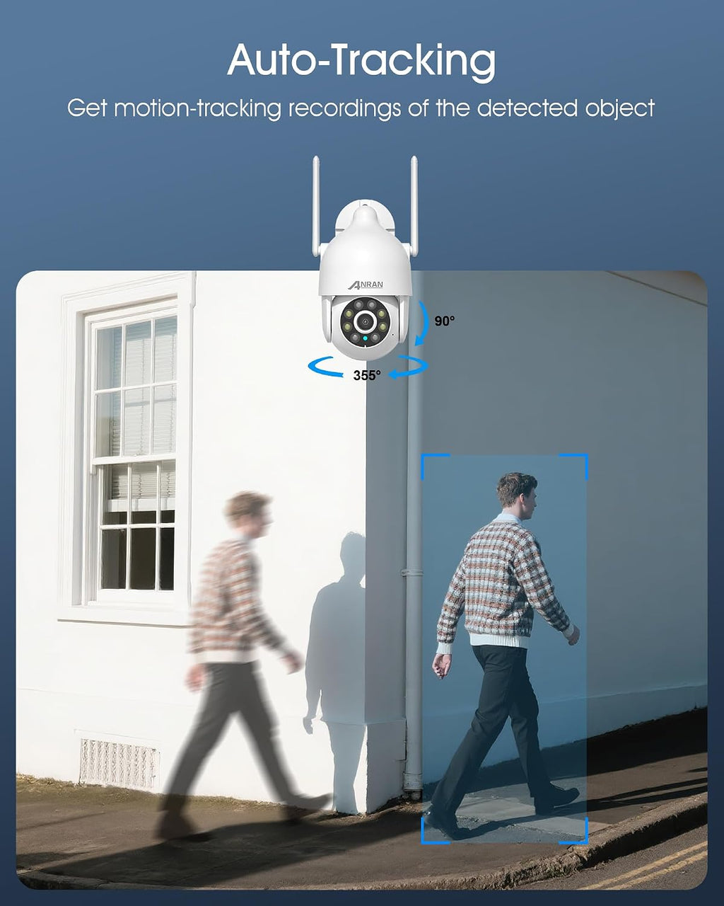 ANRAN Wireless Security Camera System, 10.5' 4K Monitor with 4x5MP PTZ WiFi-6 Camera, Auto-Tracking, 2-Way Audio, Human/Vehicle/Pet/Parcel Detection, 8CH NVR with 2TB HDD, No Monthly Fee