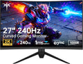 KTC 27 Inch 240Hz Curved Gaming Monitor, 2K QHD 2560x1440P Computer Monitor with 1000R, 2500:1 Contrast, Adaptive Sync, DP 1.4, HDMI 2.0, VESA, Tiltable, H27S25E
