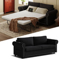 Queen Pull Out Sofa Bed | 83' Large Sleeper Sofa with Queen Size Mattress | 2-in-1 Convertible Loveseat Sofa-Bed with USB Ports Side Pockets Black