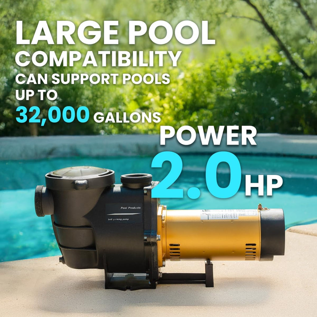 XtremepowerUS 2.0HP Swimming Pool Pump Self Prime for Above Ground/Inground 5850GPH 2' NPT Fitting Slip-On Fitting Adapter Set