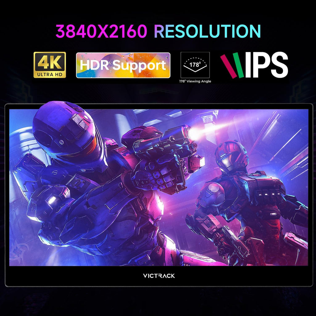 Victrack 4K Touchscreen Pro Gaming Portable Monitor, 13.3' Ultra UHD (3840*2160), for handheld gaming pc, style as ASUS Rog Ally, Lenovo Legion go, 100% RGB IPS Display HDR Travel Monitor Smart Cover