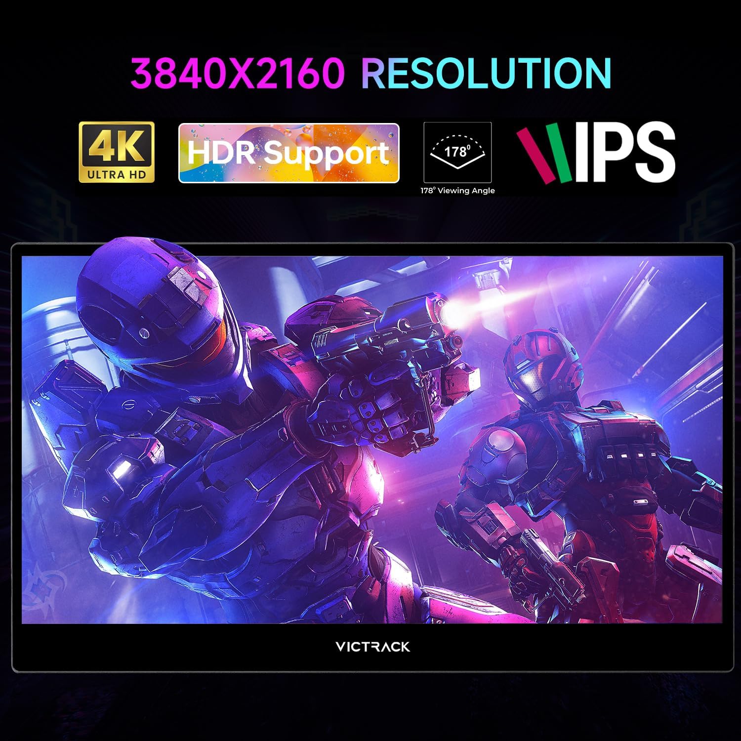 Victrack 4K Touchscreen Pro Gaming Portable Monitor, 13.3' Ultra UHD (3840*2160), for handheld gaming pc, style as ASUS Rog Ally, Lenovo Legion go, 100% RGB IPS Display HDR Travel Monitor Smart Cover