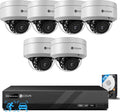 4COVR 4K Security Camera System, 6X 8MP IK10 Vandal-Proof Dome PoE IP Cameras, AI Human/Vehicle Detection, 8CH NVR & 2TB HDD, IP67 Weatherproof, 24/7 Outdoor Commercial Surveillance, LY54AX8M0806-1