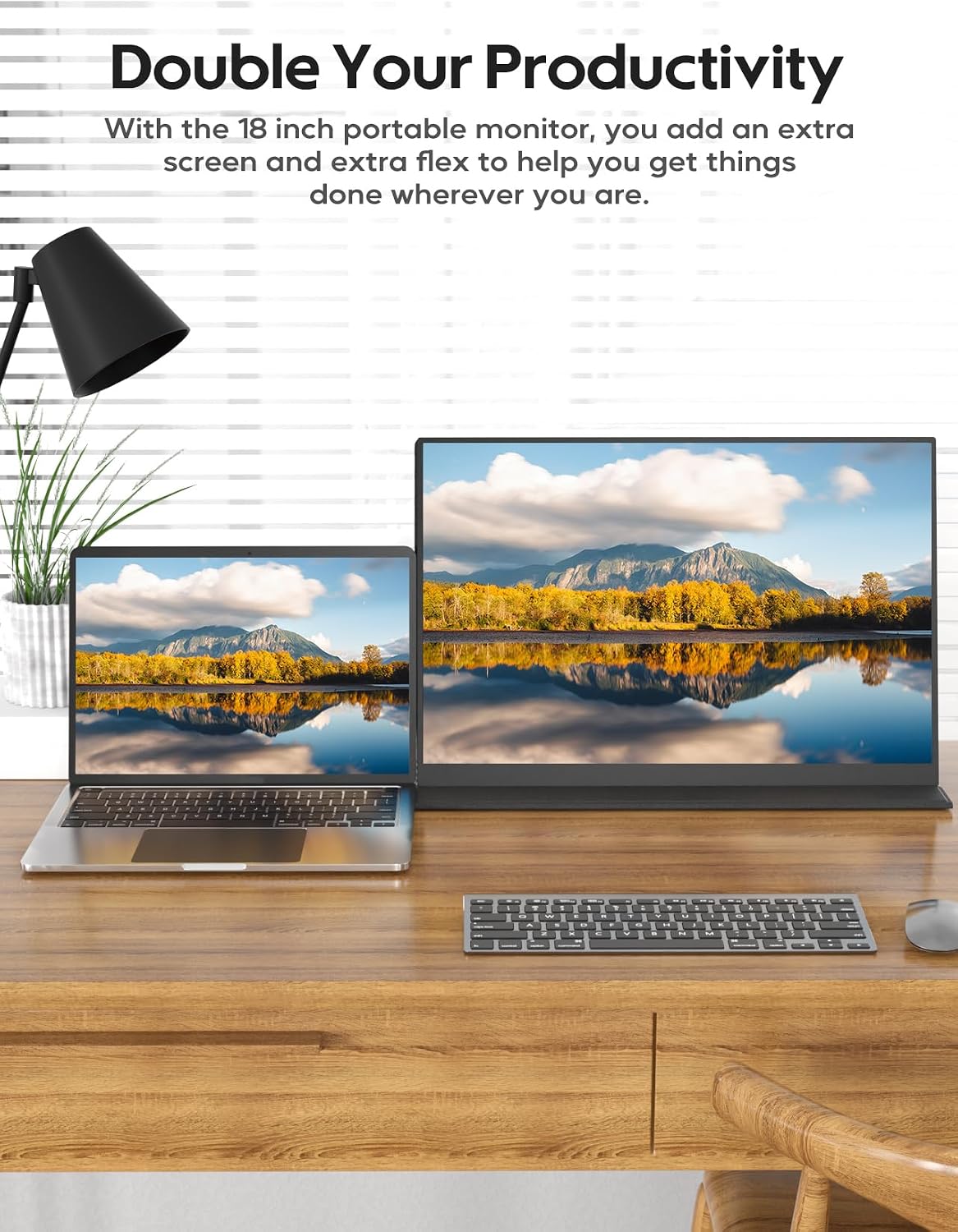 18' Portable Gaming Monitor, 2.5k 2560x1600, 16:10 Wide Screen, 100% sRGB, FreeSync, HDR, Laptop Screen Extender for Mac, Switch, Xbox, PS4/5