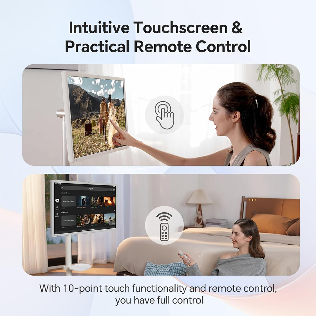 KTC 27' MEGAPAD 1080p Portable TV Touchscreen Monitor, EDLA-Certified Android 14 8G RAM +128G Storage Octa-core CPU Qualcomm Remote Control 9500mAh Battery Full Swivel Rotation Camera