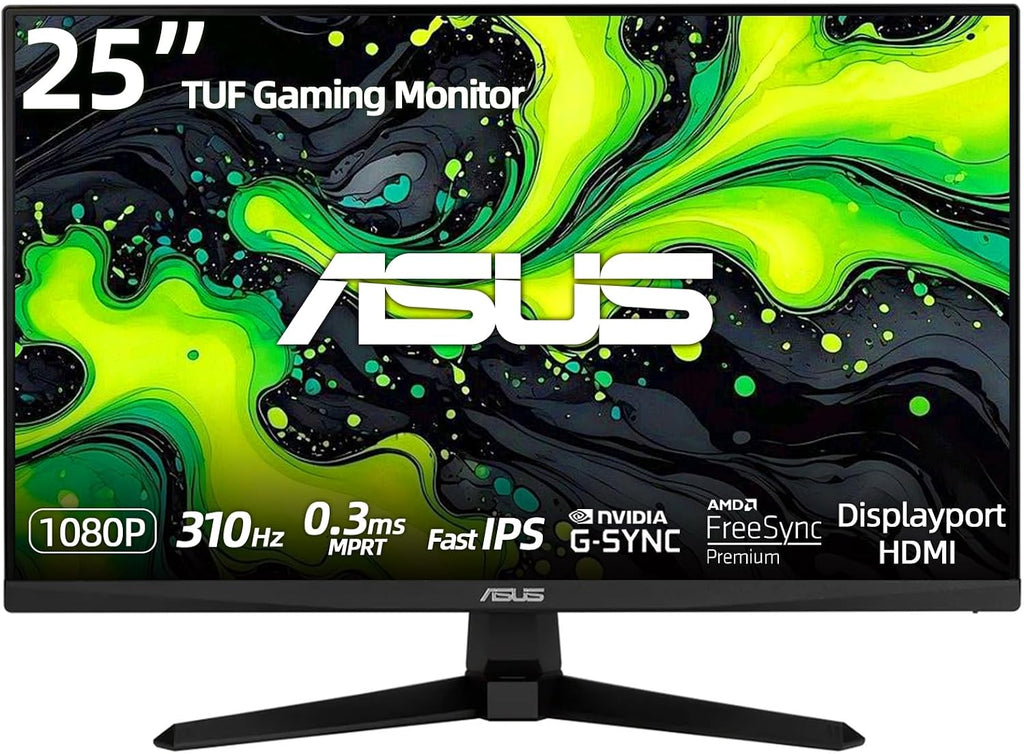 ASUS 27' Gaming Monitor, Full HD Fast IPS Panel, 240Hz Refresh Rate, 0.3ms Response Time, G-SYNC Compatible, AMD FreeSync Premium, ELMB SYNC, 99% sRGB, Built-in Speakers, DisplayPort & HDMI - Black