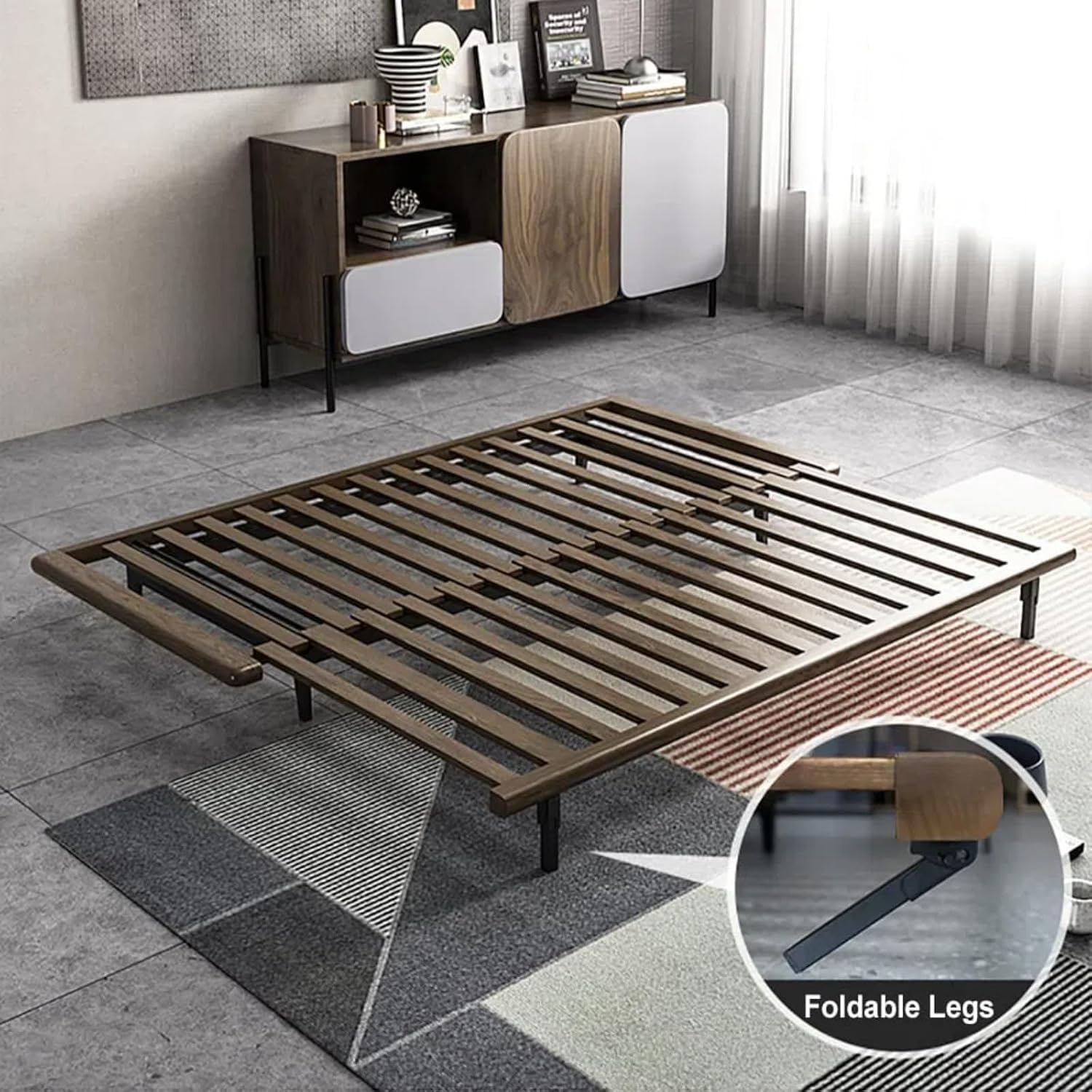 homary Modern Pull Out Sofa Bed - Khaki Convertible Couch, 78.7'' Mid Century Wood with Cotton & Linen