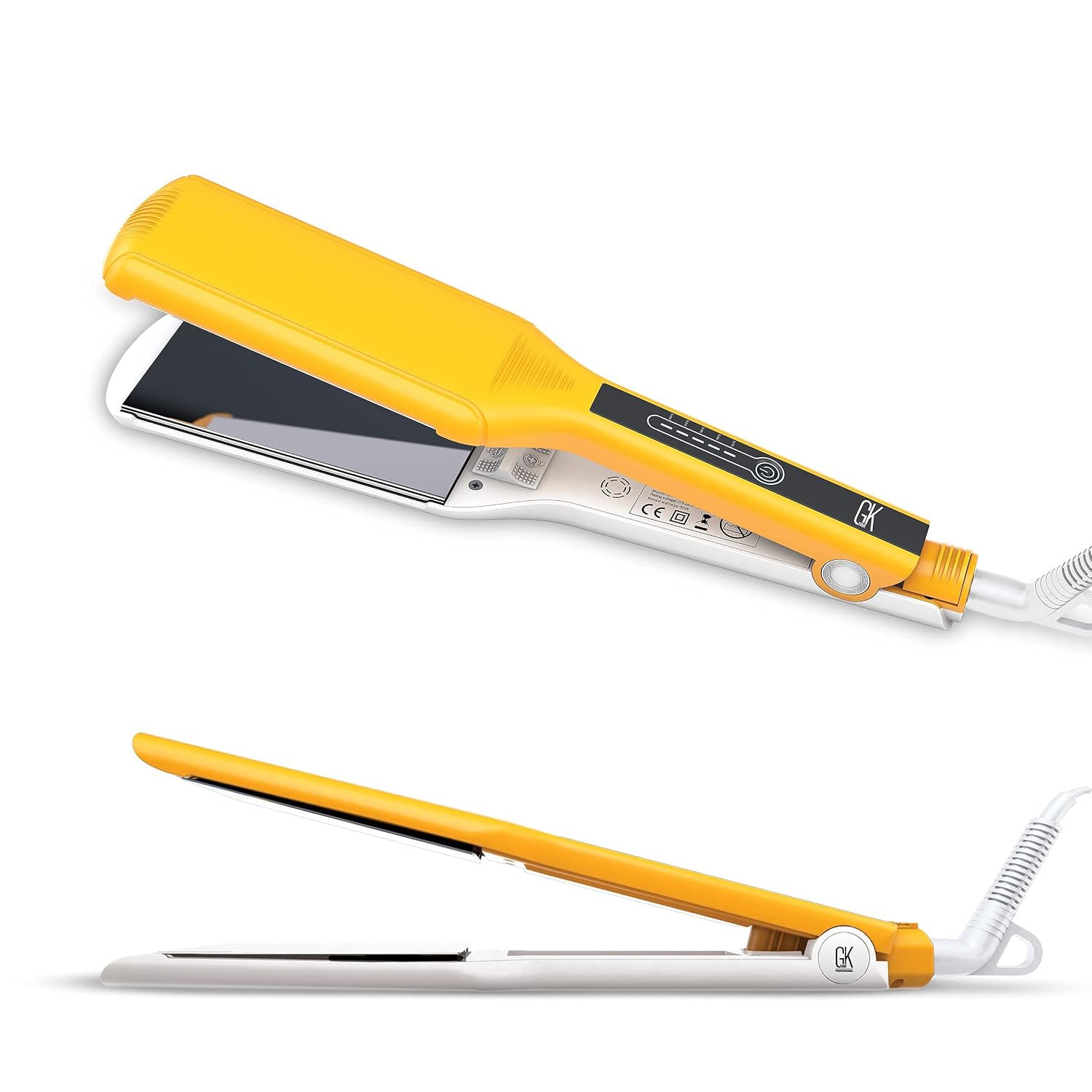 GK HAIR Global Keratin One Control Titanium Styling Flat Iron, 1.5 inches Wide Plates, Auto Shutoff, Professional Straightener, All Hair Types, 150C-232C