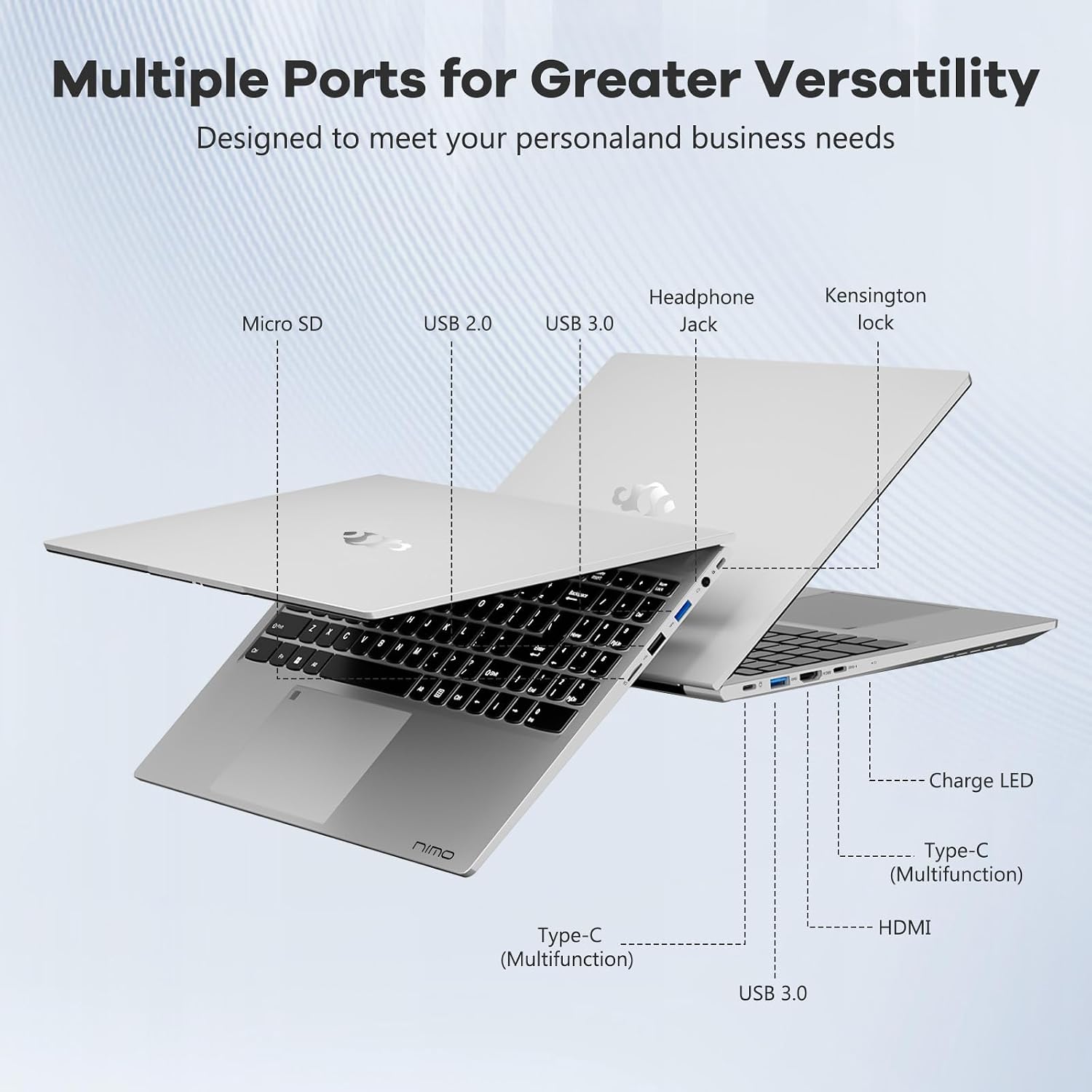 NIMO 15.6'' FHD IPS Business-Laptop-Computer - AMD Ryzen 5 6600H, 32GB DDR5 RAM 2TB SSD(Beat R7 5700U, 6 Cores Up to 4.5GHz), 100W Type-C, 6 Cores 660M GPU, Fingerprint, Backlit Keyboard, Win 11