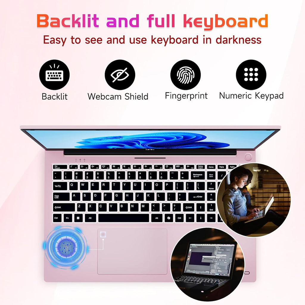 NIMO 17.3' IPS FHD-Business-Laptop, Intel 6 Core i3-1215U (Beat i5-1135G7 Up to 4.4GHz) Computer with 65W Type C 16GB RAM 256GB SSD Fingerprint Backlit Keyboard Wi-Fi 6 Numpad Win 11