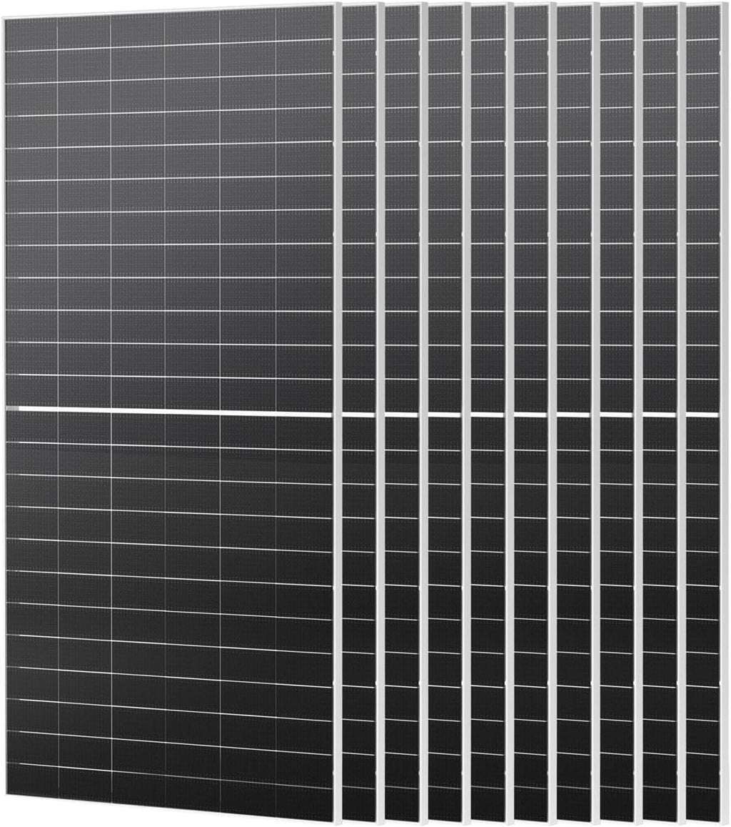 Renogy Solar Panels 10Pcs 590 Watt Bifacial N-Type12V 16BB Solar Panel, 25% High Efficiency Solar Module Monocrystalline for Garden Homes Farm Marine Off-Grid System Black