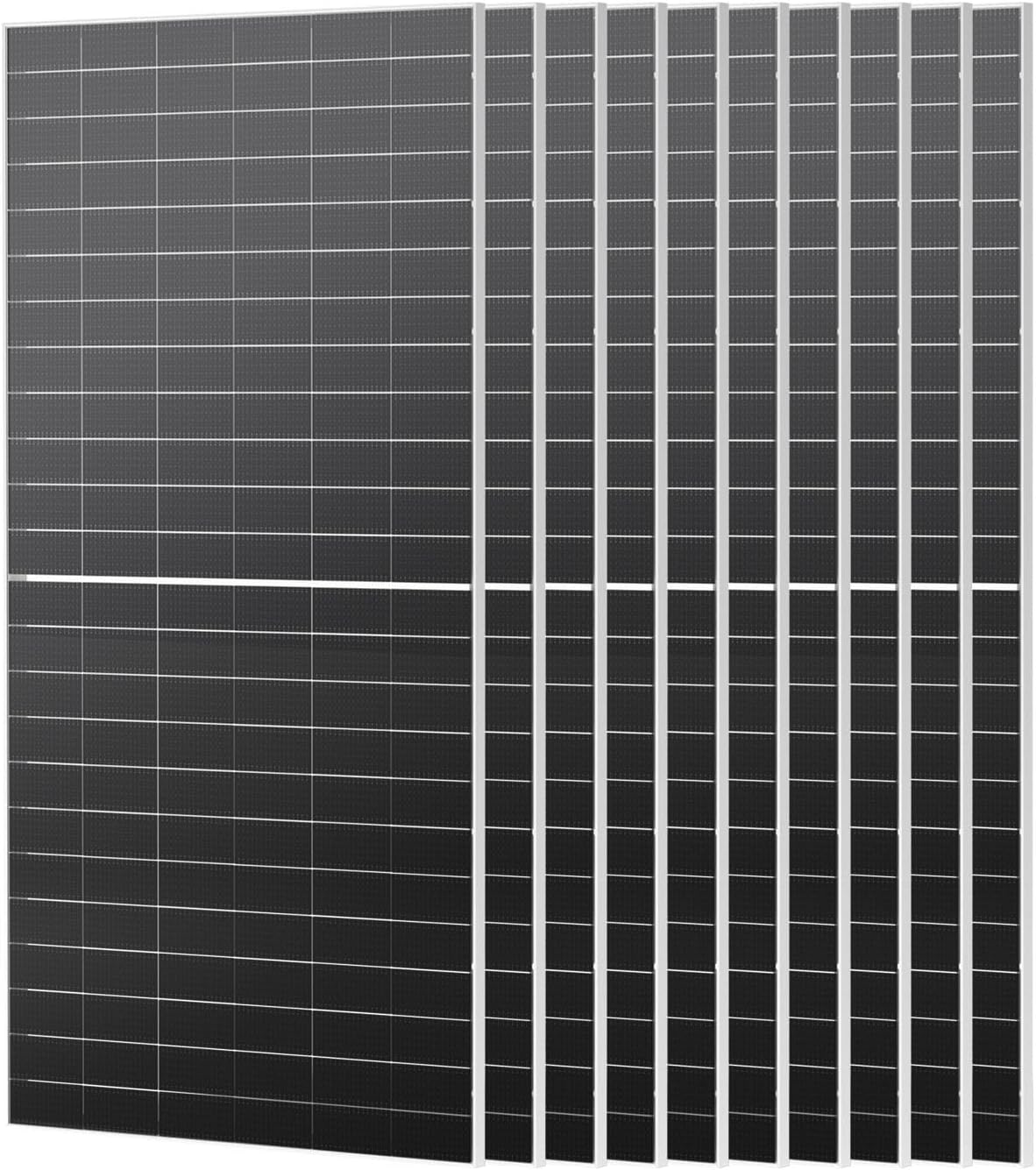 Renogy Solar Panels 10Pcs 590 Watt Bifacial N-Type12V 16BB Solar Panel, 25% High Efficiency Solar Module Monocrystalline for Garden Homes Farm Marine Off-Grid System Black