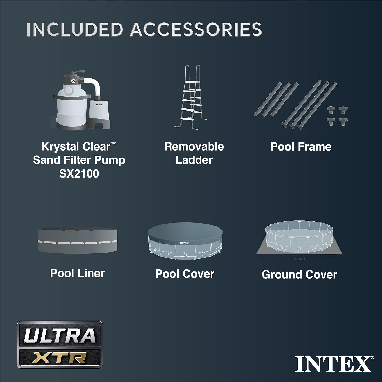 INTEX Ultra XTR 18 ft x 52 in Above Ground Pool Set, Round Swimming Pool with Steel Frame, 2100 GPH Sand Filter Pump, Ladder, Cover, & Ground Cloth