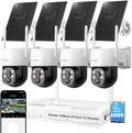 xmartO Solar Camera Outdoor Wireless, 4 PCs QHD 4MP Wireless PTZ Security Camera System with 4K 10CH Expandable WiFi NVR, All-Weather Solar Charge, Two-Way Audio, PIR Sensor, No Monthly Fee, 500GB