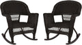 Jeco Set of 2 Wicker Rocker Chairs, Espresso