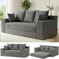 Boneless Couch for Living Room, 3 Seater Convertible Futon Sofa Bed Comfy Pull Out Couch with 5 Pillows & Detachable Washable Cover, Upholstered Floor Sofa in A Box, No Assembly Required, Grey