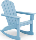 SERWALL Outdoor Adirondack Rocking Chair, All-Weather HDPE Adirondack Rocker Chair, Front Porch Rocker Chairs for Patio Lawn Porch Deck, Light Blue