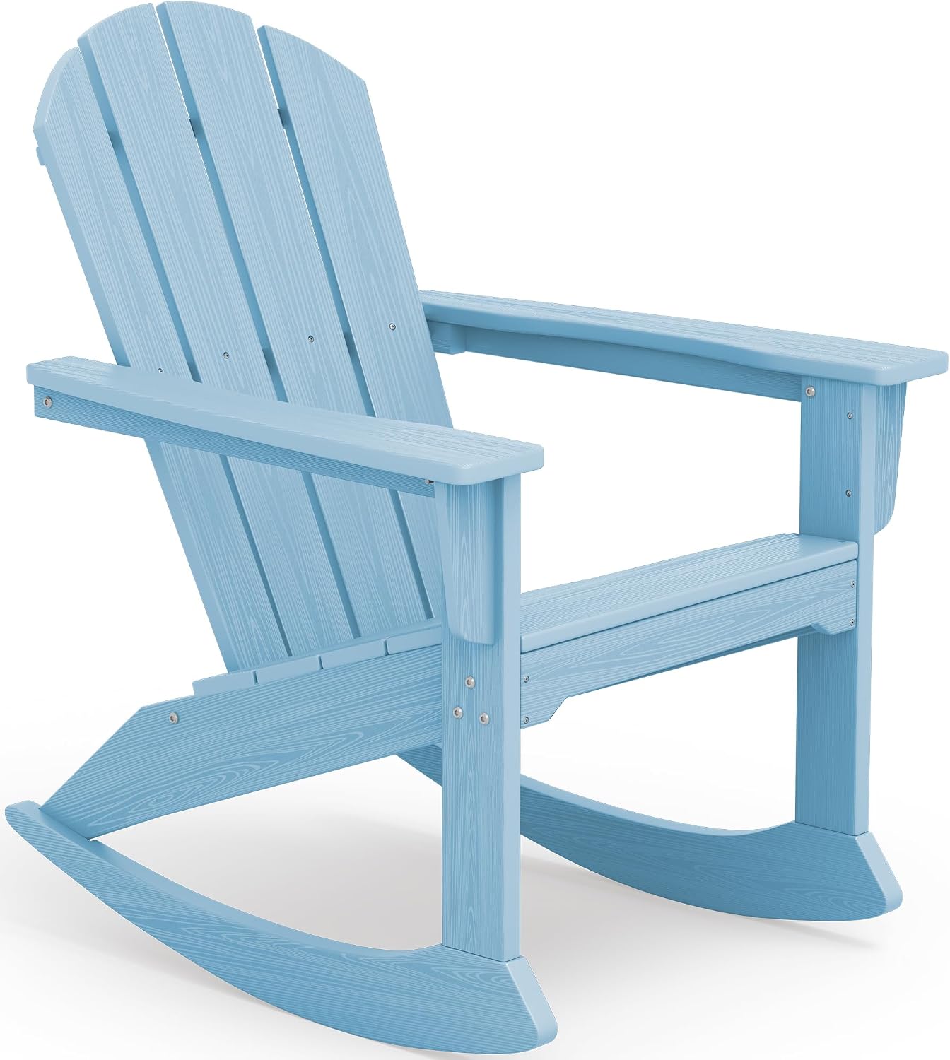 SERWALL Outdoor Adirondack Rocking Chair, All-Weather HDPE Adirondack Rocker Chair, Front Porch Rocker Chairs for Patio Lawn Porch Deck, Light Blue