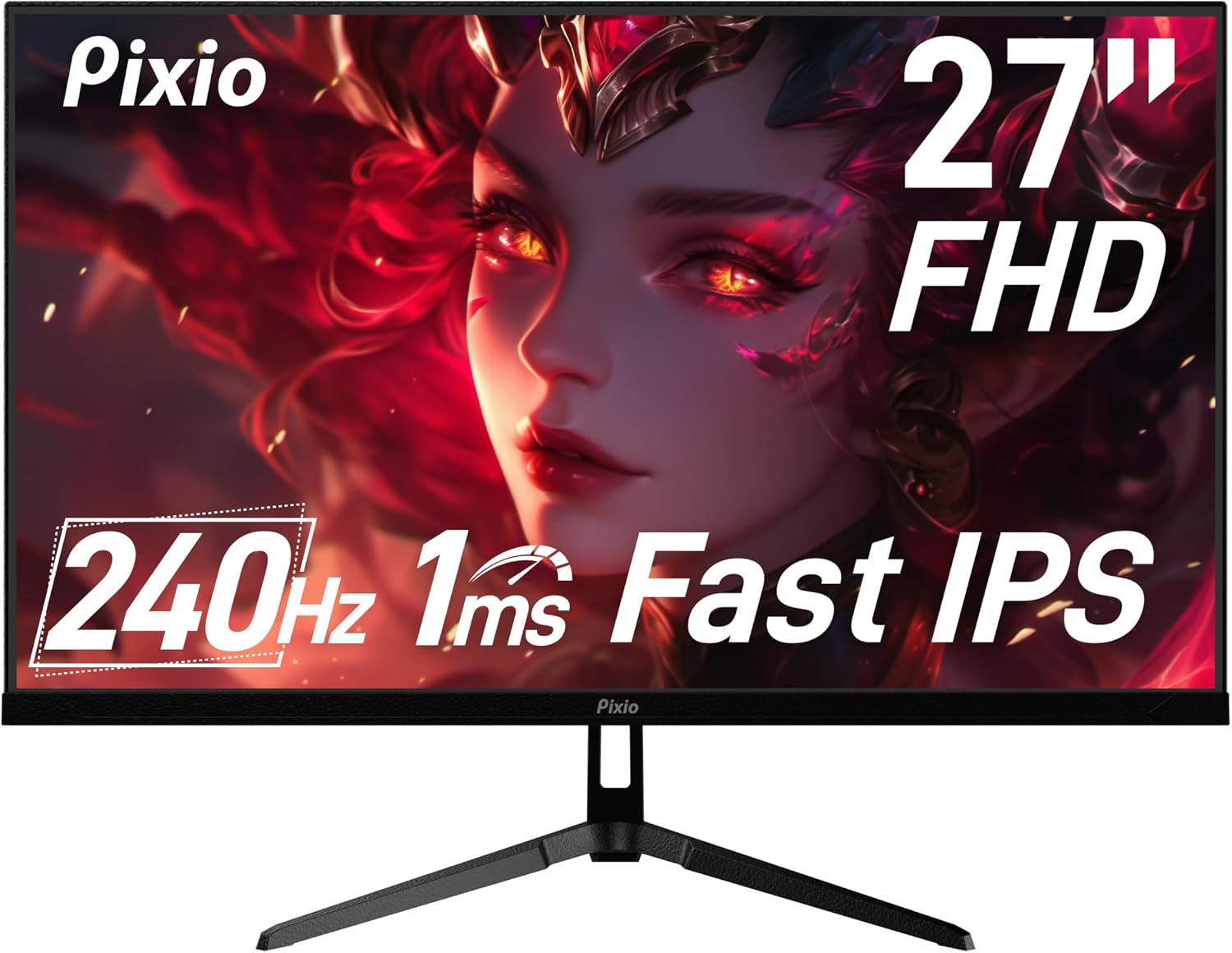 Pixio Two PX279 Wave 27 inch 240Hz Refresh Rate FHD 1080p Resolution Fast IPS Panel 1ms GTG Resonse Time Gaming Monitor and PS1D Wave Black Dual Monitor Arm - Fits up to 32 inches and 19.8lbs